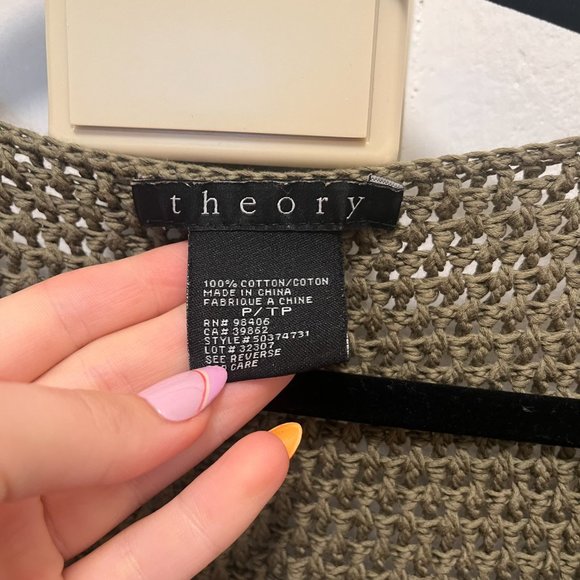 Theory Woven / Crochet Long Green Open Cardigan - Petite - Picture 2 of 4